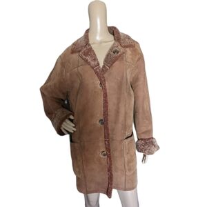 Dominic Bellisimo Western Brown Shearling Leather Car Chore Barn Coat Size 6